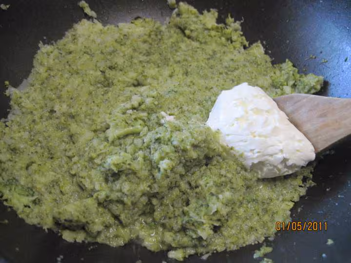 Puree de brocoli au saumon rose gratinee
