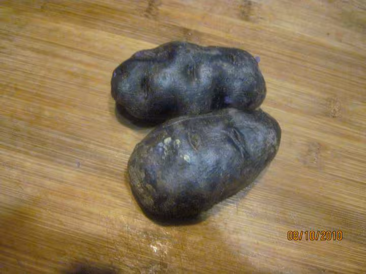 Puree de p de terre vitelottes au snaks gratinees