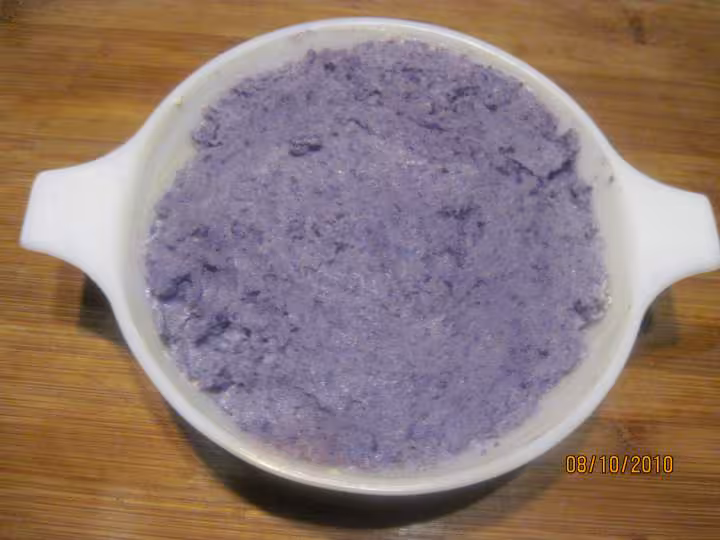 Puree de p de terre vitelottes au snaks gratinees