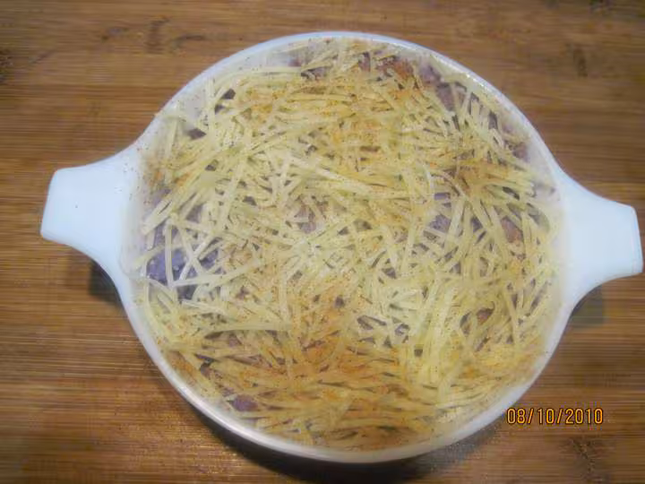Puree de p de terre vitelottes au snaks gratinees