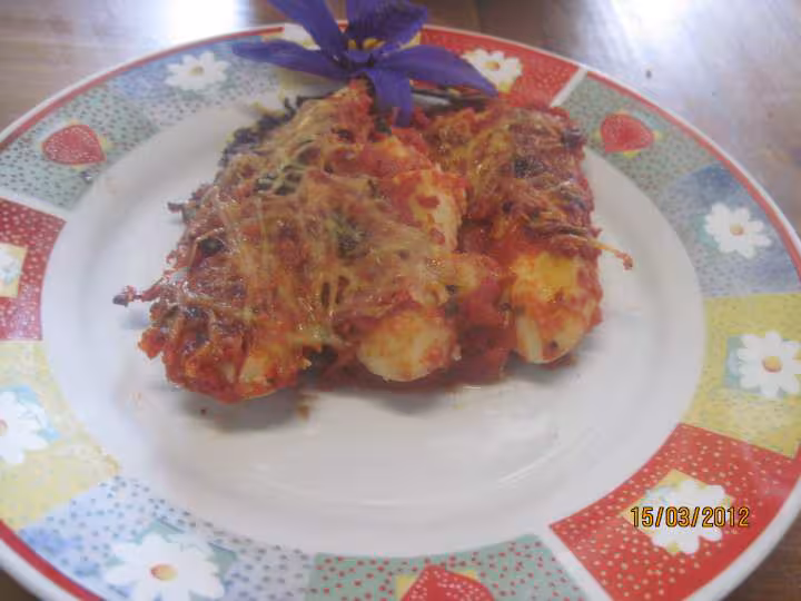 Quenelles nature aux lardons fumes gratines
