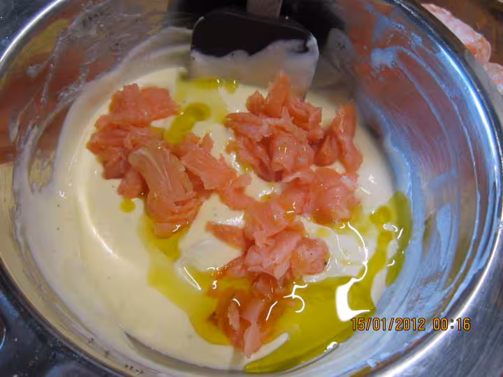 Quiche au saumon et crevettes au fromage de brousse