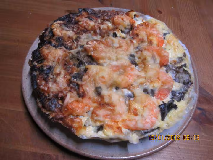 Quiche au saumon et crevettes au fromage de brousse