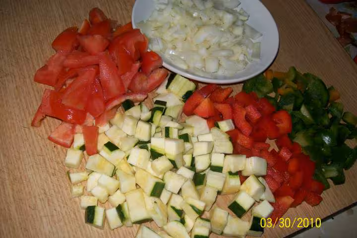 Quiche aux legumes et des de jambon