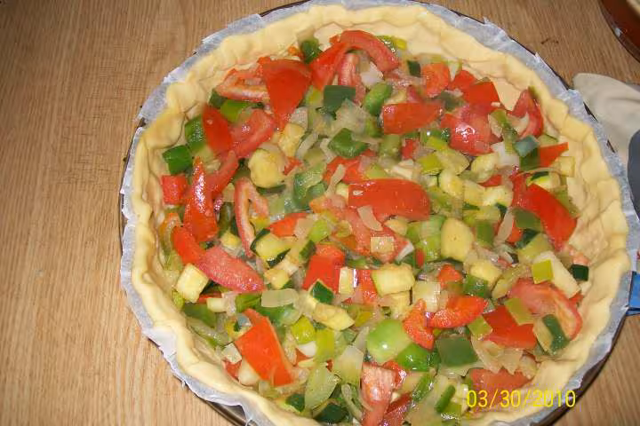 Quiche aux legumes et des de jambon