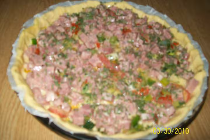 Quiche aux legumes et des de jambon