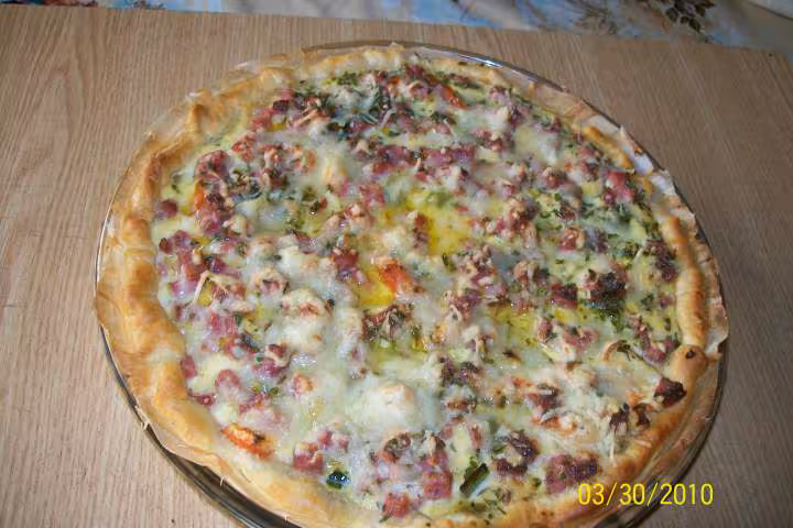 Quiche aux legumes et des de jambon
