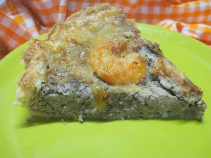 Quiche aux sardines et crevettes roses