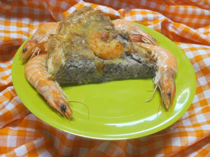 Quiche aux sardines et crevettes roses