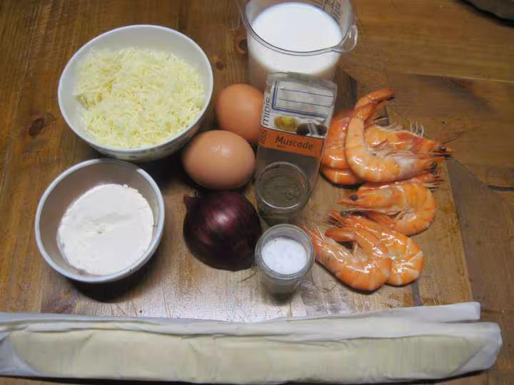 Quiche aux sardines et crevettes roses