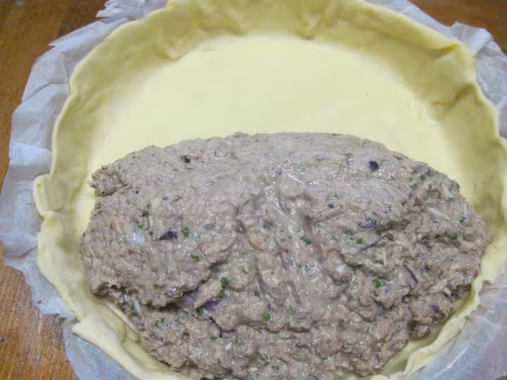 Quiche aux sardines et crevettes roses