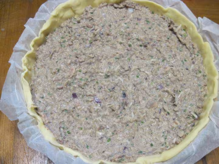 Quiche aux sardines et crevettes roses