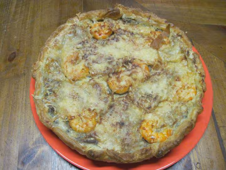 Quiche aux sardines et crevettes roses