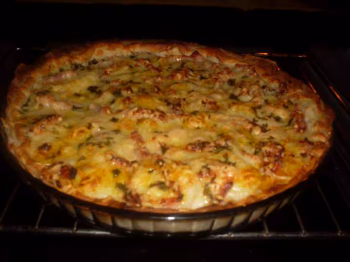 Quiche de p de terre lardons creme fraiche