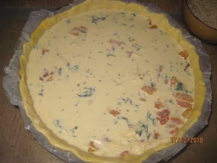Quiche de pousses d epinards et saumon rose