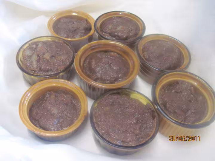 Ramequins a la semoule chocolat des de poires