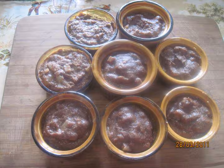 Ramequins a la semoule chocolat des de poires