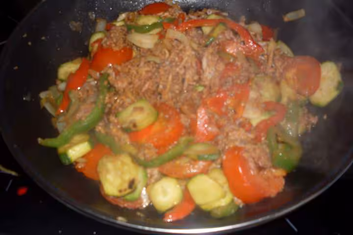 Recette de legumes de ratatouille boeuf hache