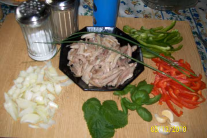 Reste de blancs de poulets aux poivrons