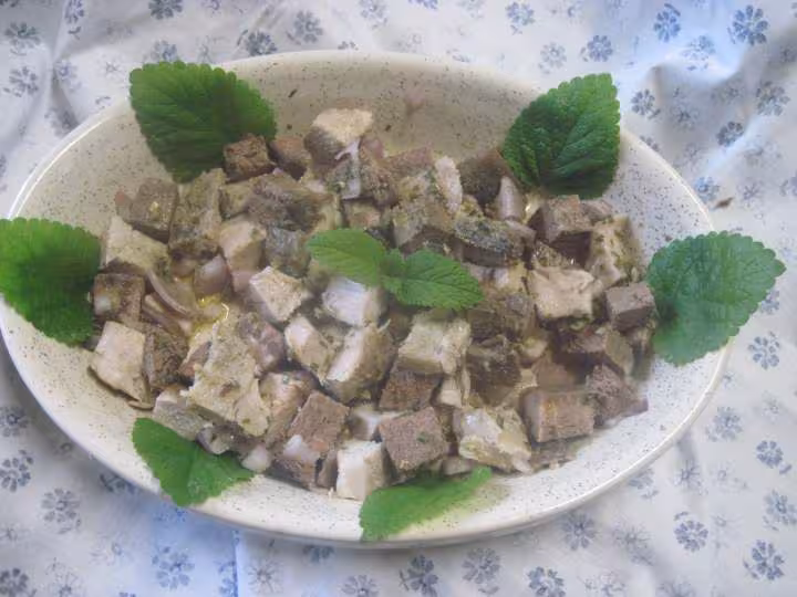 Restes de viandes en salade a l echalotes