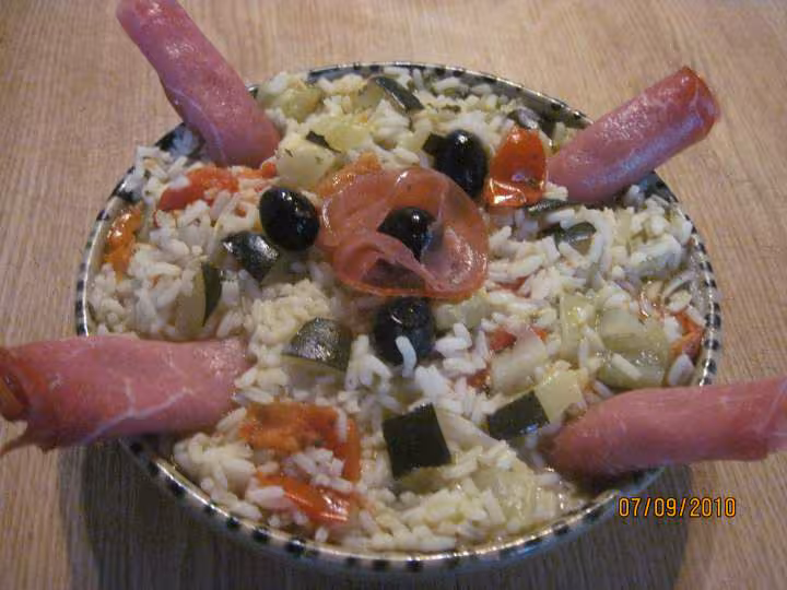Riz au legumes et bacon