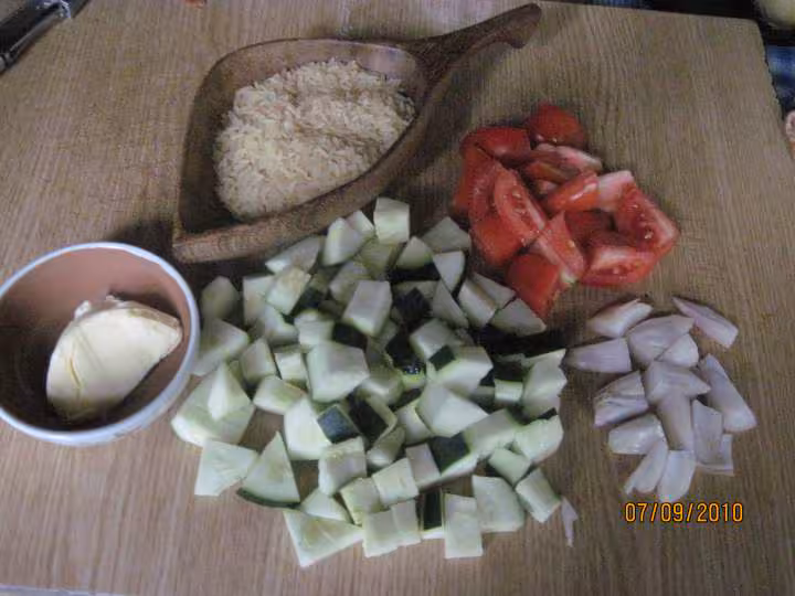 Riz au legumes et bacon