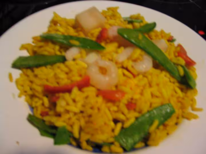 Riz au poisson amp pois mange tout