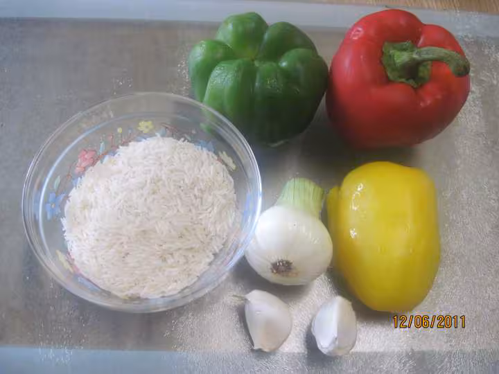 Riz au trio de poivrons photo