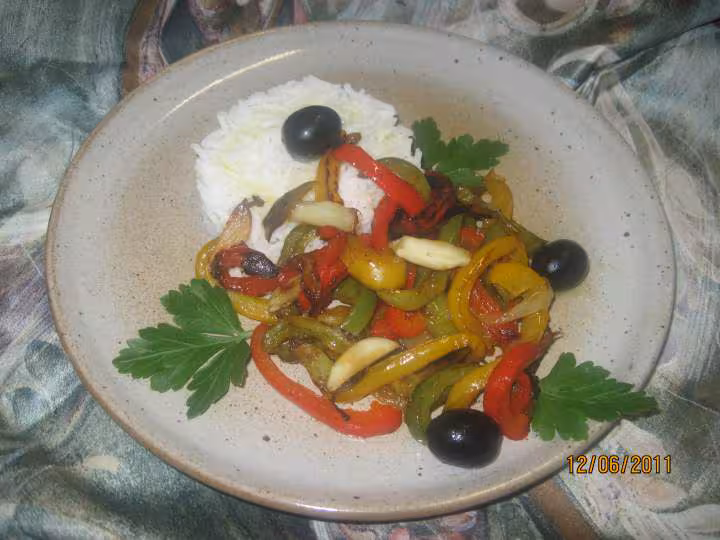 Riz au trio de poivrons photo
