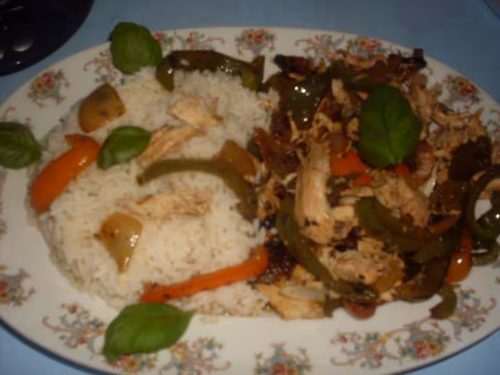 Riz aux poivrons amp poulet