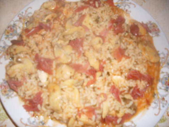 Riz champignons jambon parme a l ortie