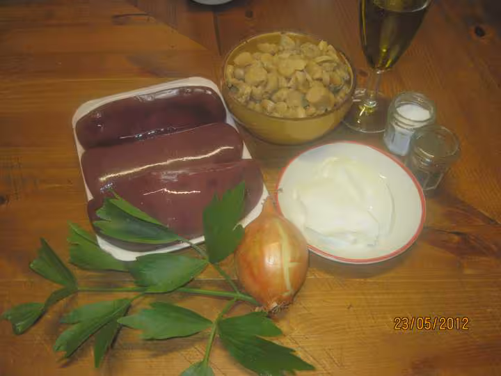 Rognons de porc aux champignons creme fraiche