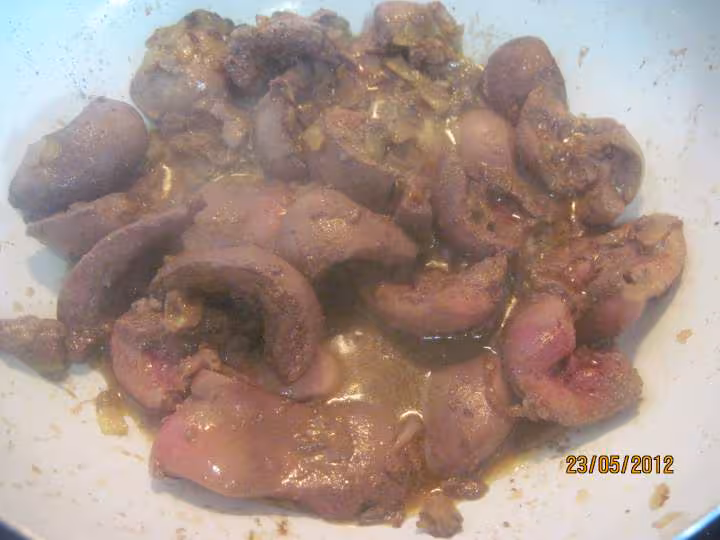 Rognons de porc aux champignons creme fraiche