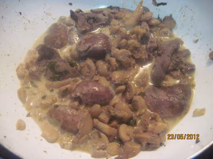Rognons de porc aux champignons creme fraiche