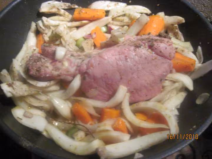 Roti de cote de porc au fenouil
