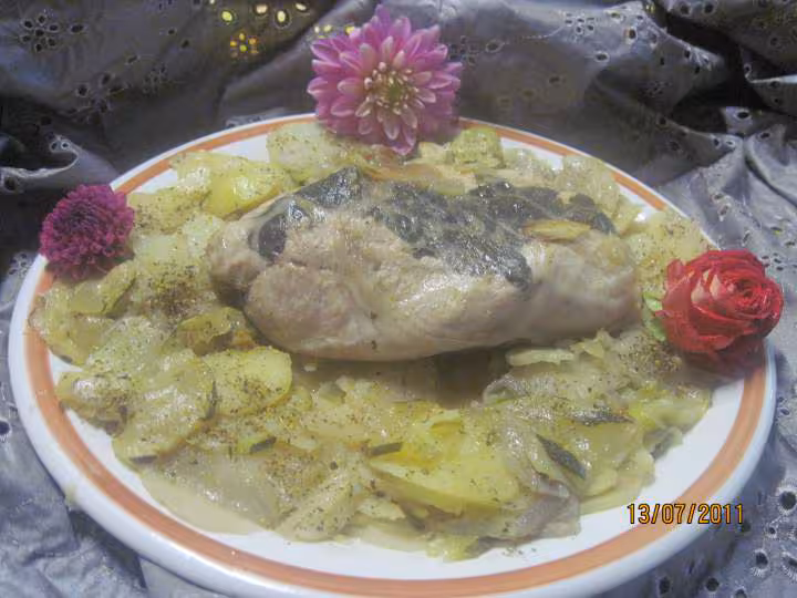 Roti de dinde au basilic a l etouffer de legumes