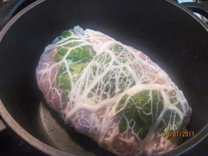 Roti de dinde au basilic a l etouffer de legumes