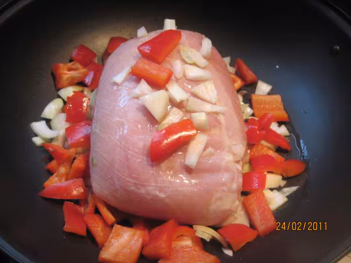 Roti de dinde aux legumes au wok