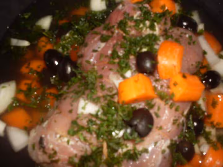 Roti de jambon farci