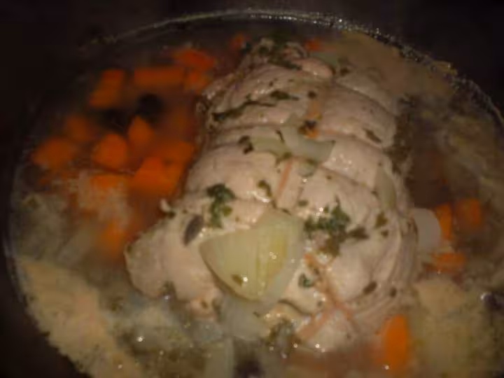 Roti de jambon farci
