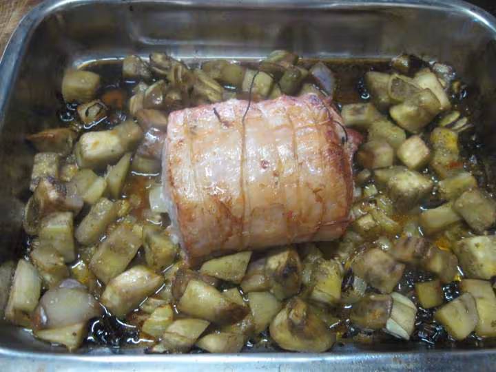 Roti de porc aux aubergines