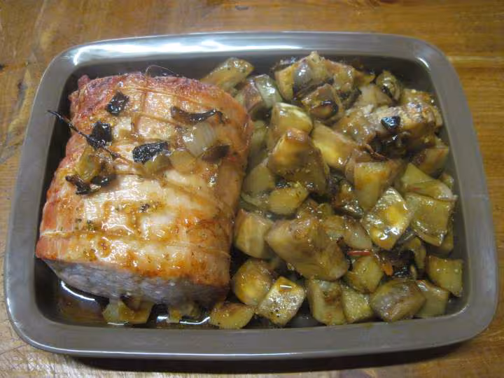 Roti de porc aux aubergines