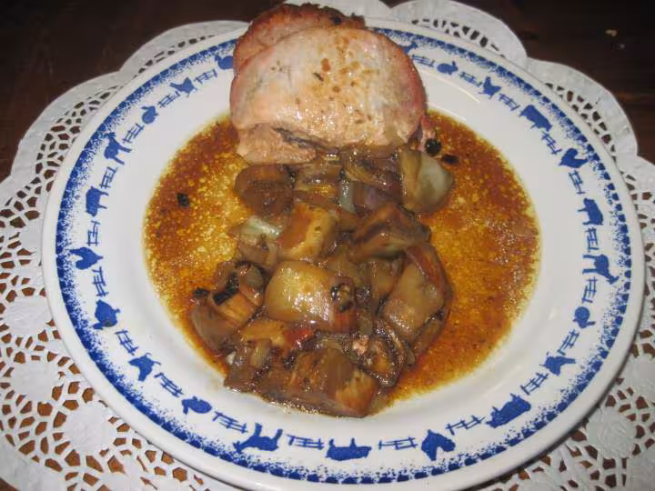 Roti de porc aux aubergines