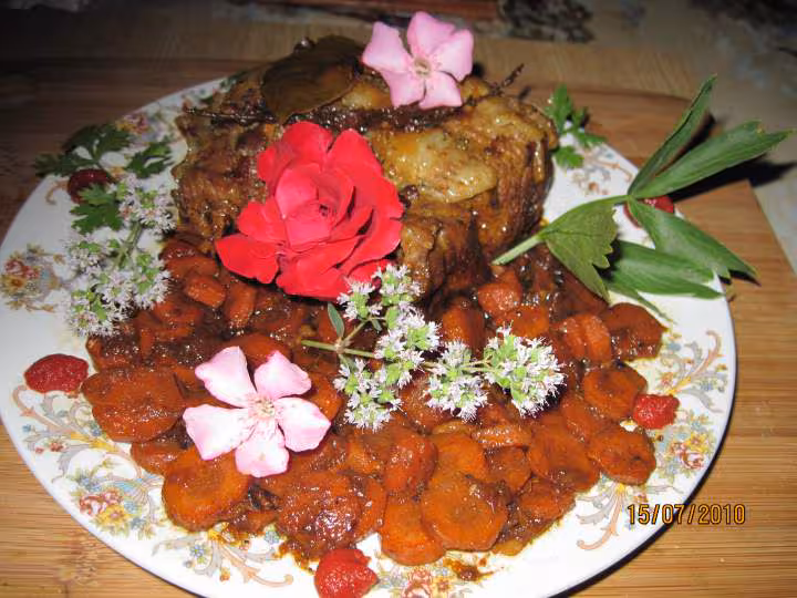 Roti de veau braise aux carottes