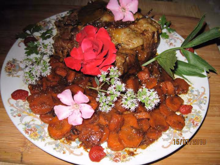 Roti de veau braise aux carottes