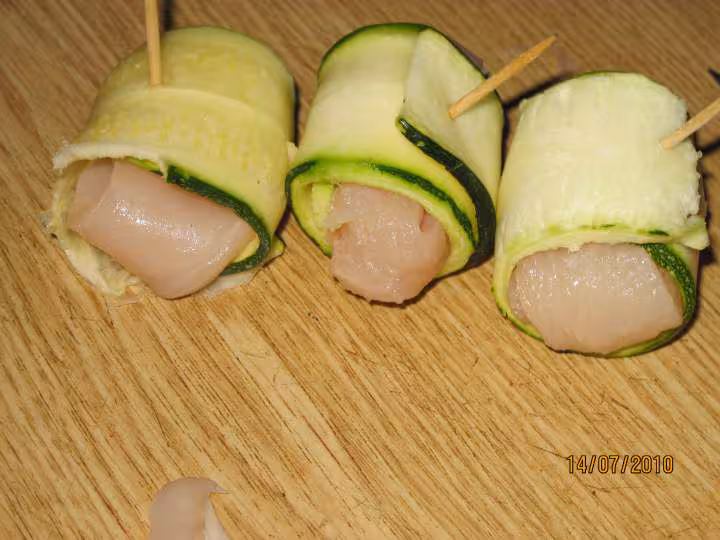 Rouleaux de courgettes aux blancs de poulet