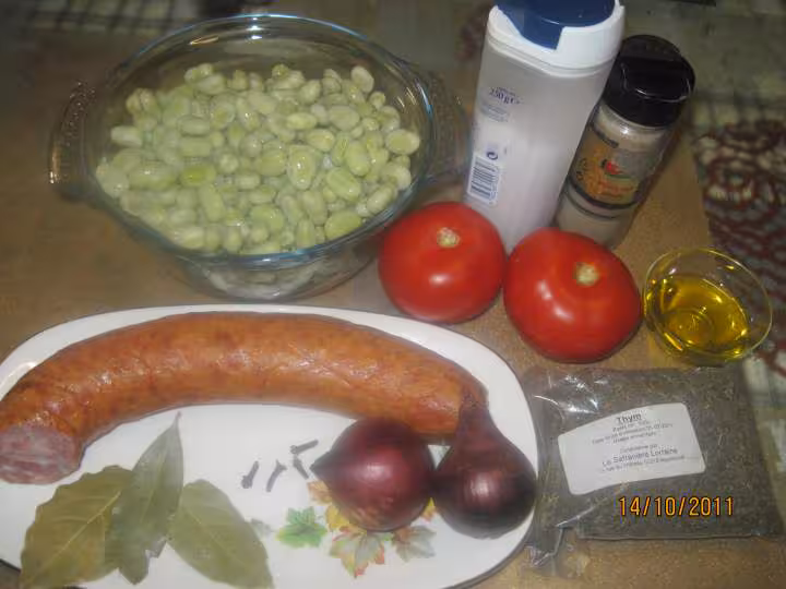 Saucisse fumee aux feves