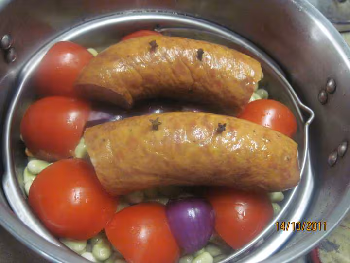Saucisse fumee aux feves
