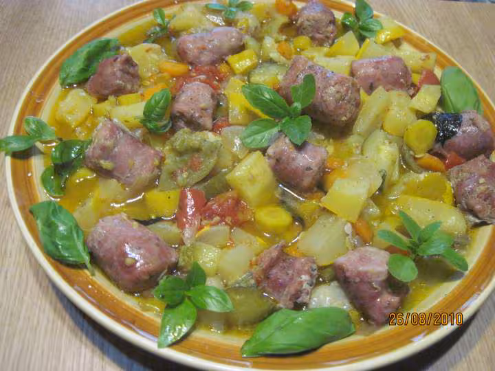 Saucisse roulee aux legumes de saison