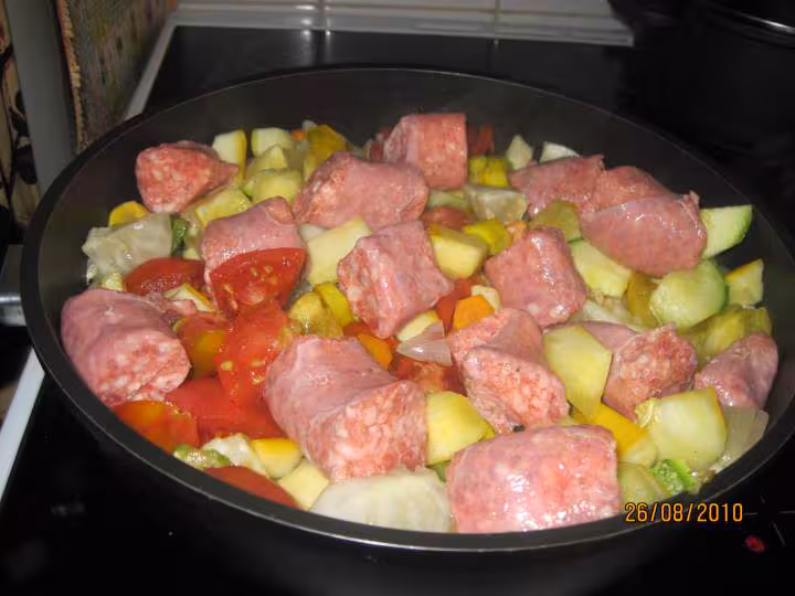 Saucisse roulee aux legumes de saison
